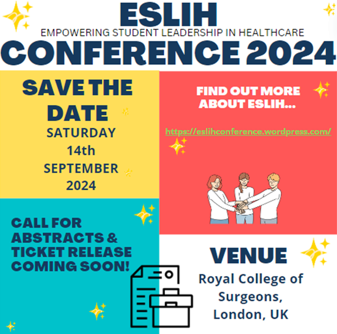 ESLIHConference's tweet card. The ESLIH Conference aims to inspire, empower and celebrate the next generation of student leadership in healthcare. ESLIH is thrilled to propose an innovative and enriching conference aimed at...
