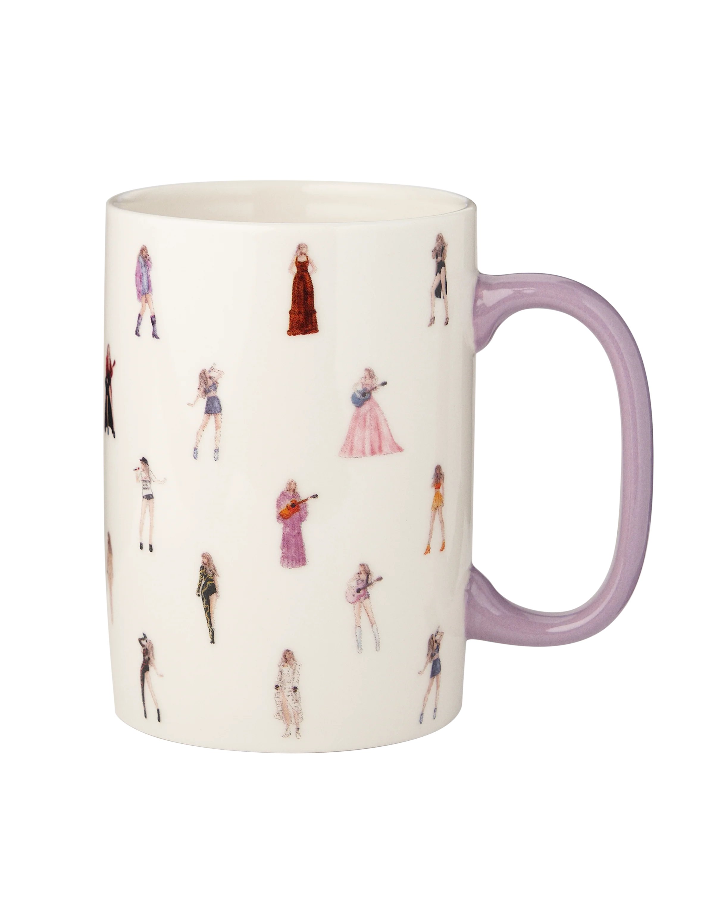 swiftcan_py's tweet card. White mug with purple handle featuring Taylor Swift | The Eras Tour illustration all over print design and "Taylor Swift" logo printed on bottom.   Ceramic15 Oz   Limit 4 per order.   Hand wash only....
