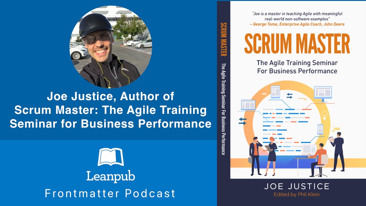 FrontmatterCast's tweet card. Joe Justice, Author of Scrum Master #podcast #books #tesla #elonmusk...