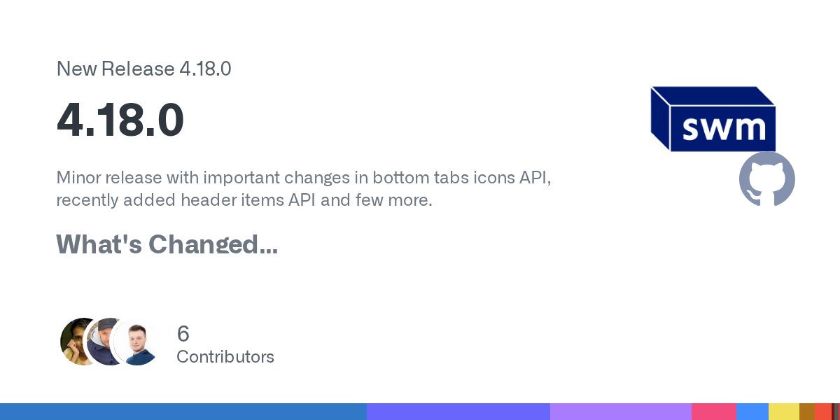kafara_kacper's tweet card. Minor release with important changes in bottom tabs icons API, recently added header items API and few more. What's Changed 🟢 Improvements / Changes refactor(Tabs): Refactor APIs for icons by ...