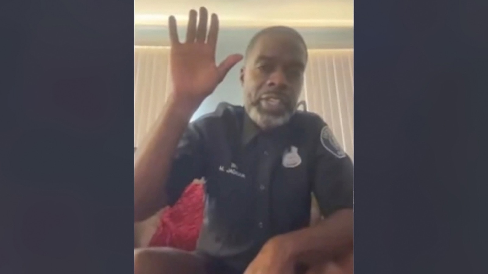 RobCSAO17's tweet card. Detroit police officer Matthew Jackson appeared on a court video hearing without wearing pants.