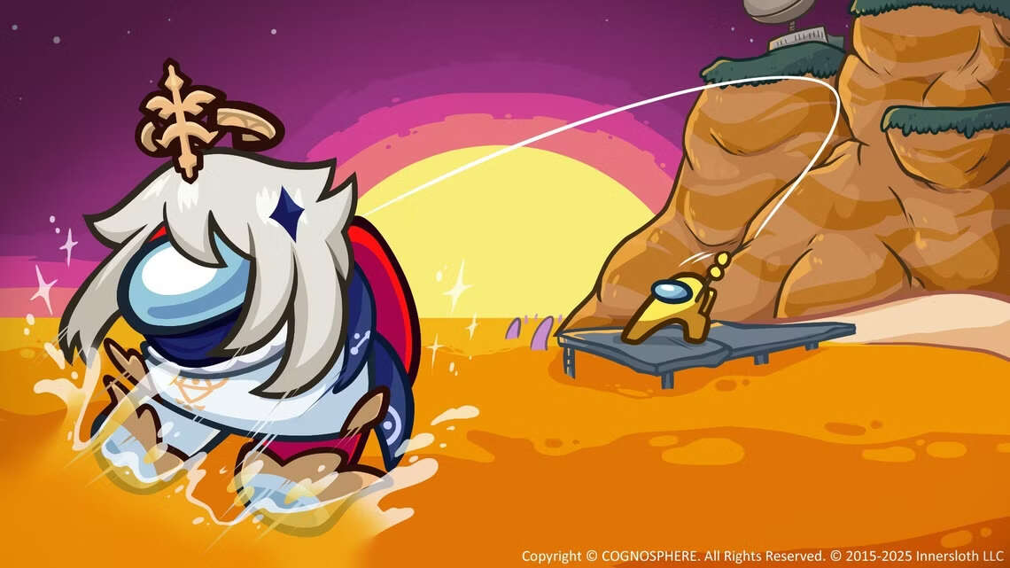 GameSpot's tweet card. Paimon's looking sus...