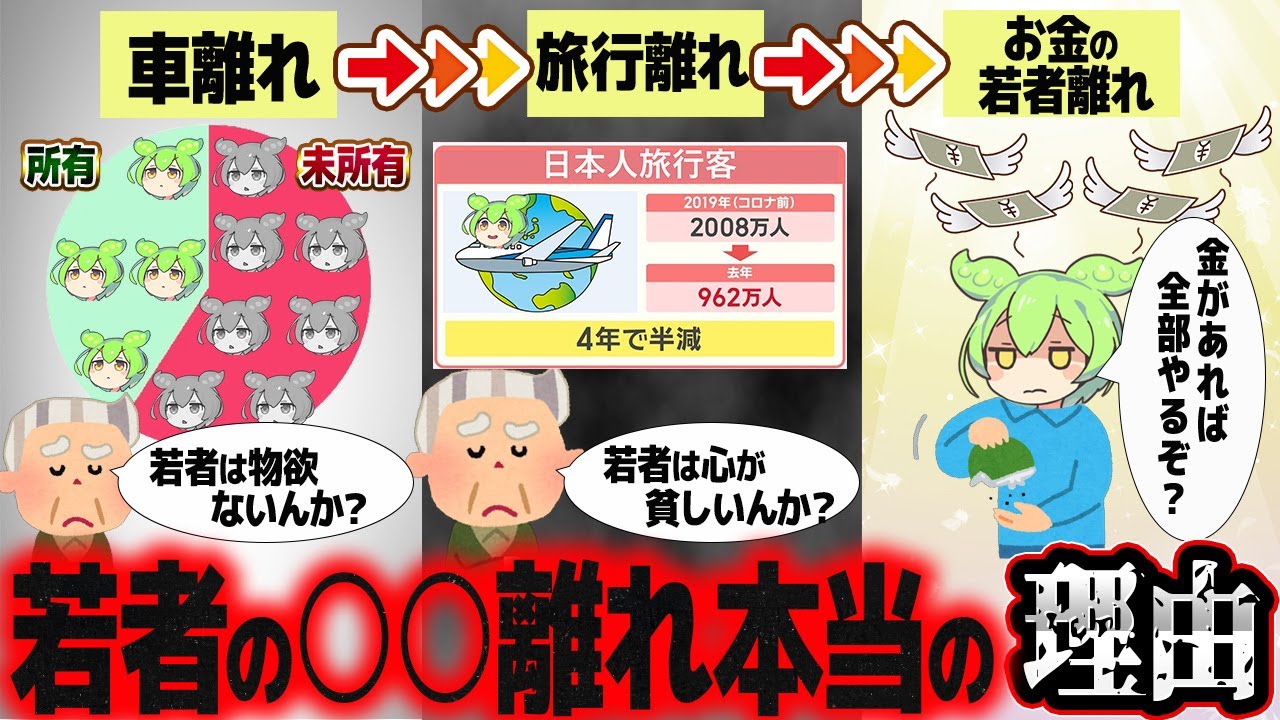 NetworkcameraPC's tweet card. 若者の〇〇離れの本当の原因知ってる？【ずんだもん解説】