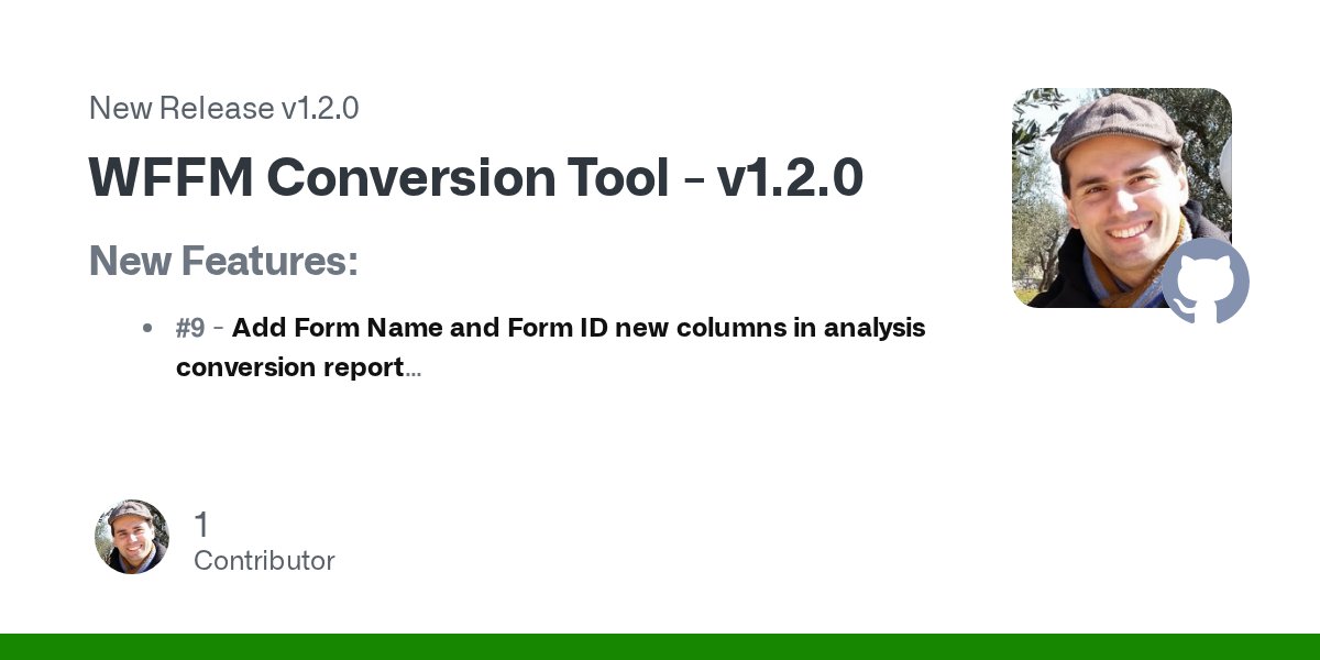 AleFaniuolo's tweet card. New Features: #9 - Add Form Name and Form ID new columns in analysis conversion report #10 - Ability to exclude forms from being processed #12 - Ability to migrate and convert only forms data Bug...