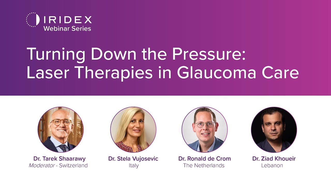 IRIDEX's tweet card. Webinar: Turning Down the Pressure: Laser Therapies in Glaucoma Care