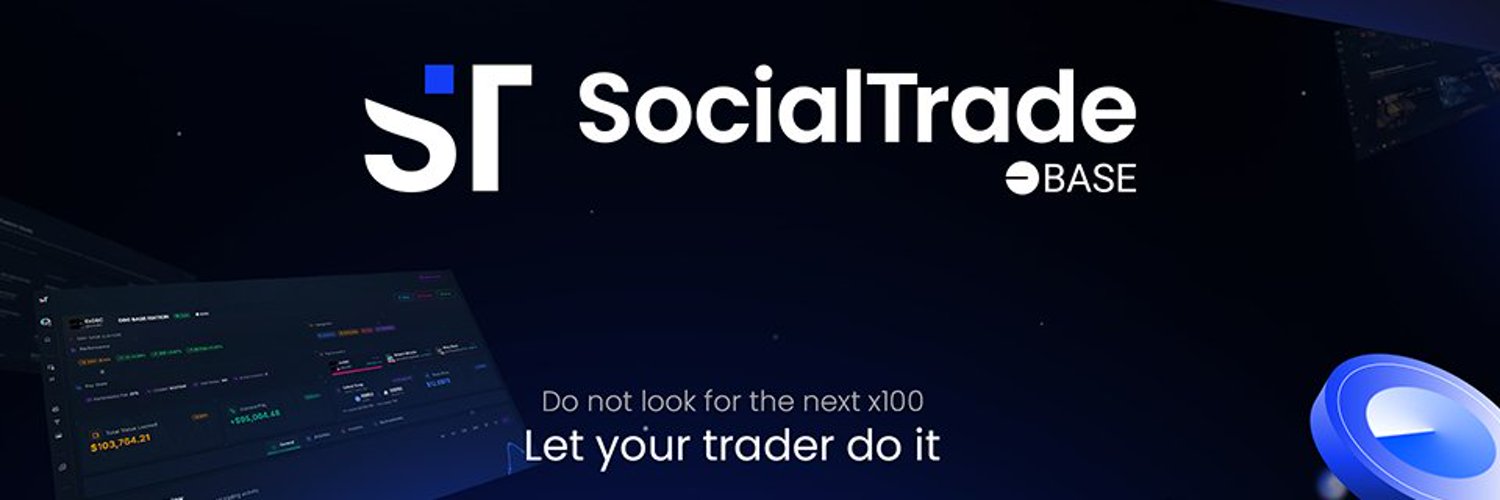 SocialTradeai's tweet card. On Chain Social Trading