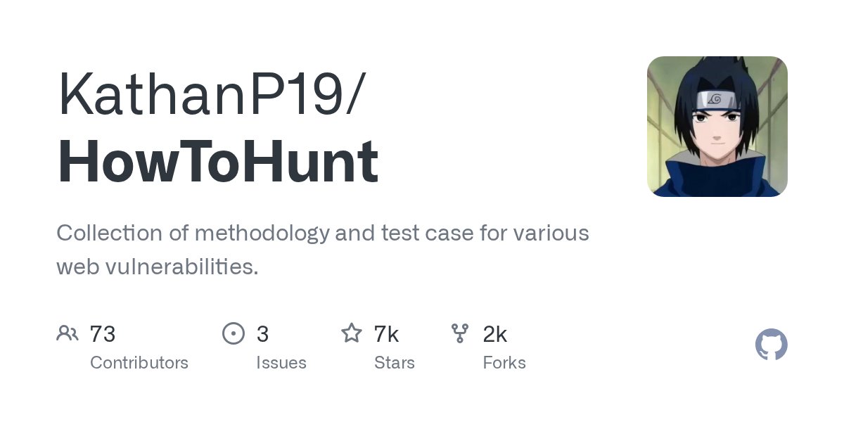 KathanP19's tweet card. Collection of methodology and test case for various web vulnerabilities. - KathanP19/HowToHunt