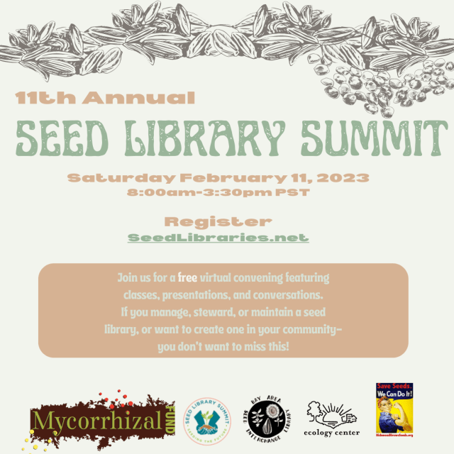 McCainLibrary's tweet card. The Seed Libraries would like to inform you about their 11th annual Seed Library Summit on Saturday February 11th, 2023. Program Sessions: – How to Start a Seed Library- Ask a Seed Librarian-…