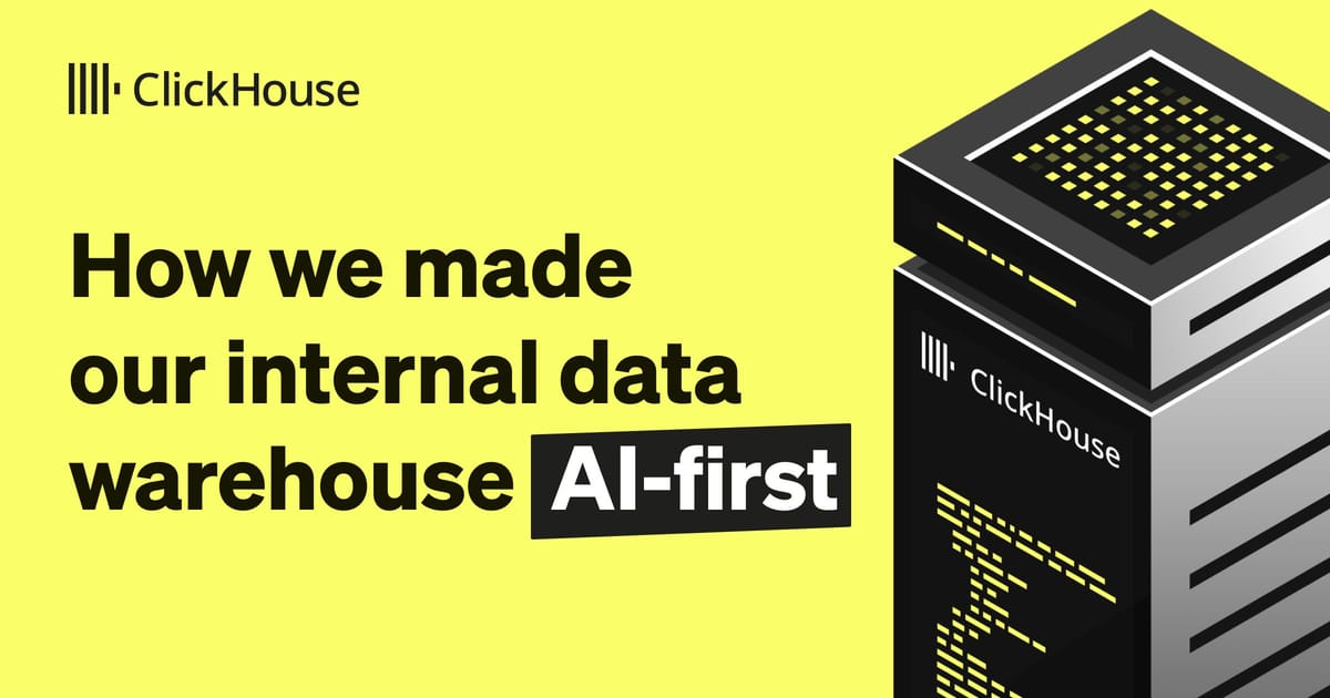 ClickHouseDB's tweet card. Learn how we evolved our internal 2.1 PB data warehouse from traditional BI to an AI-first analytics platform