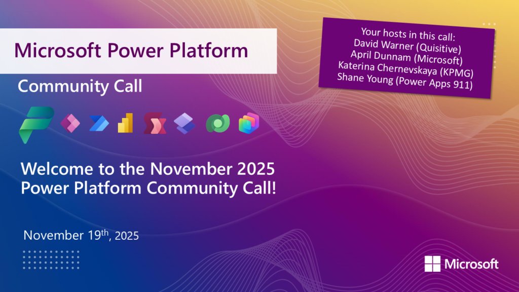 DavidWarnerII's tweet card. Community Call Highlights   Quicklinks: Power Platform Community: Power Apps Power Automate Power BI Power Virtual Agents Power Pages M365 Platform Community: https://aka.ms/m365pnp —– Sharing...