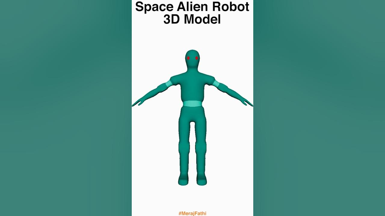 MerajFathi's tweet card. Space Alien Robot 3D Model (No AI) #shorts