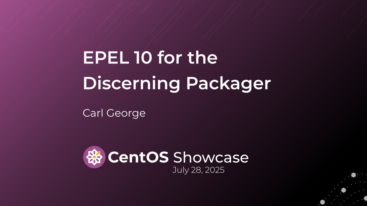 CentOS's tweet card. EPEL 10 for the Discerning Packager