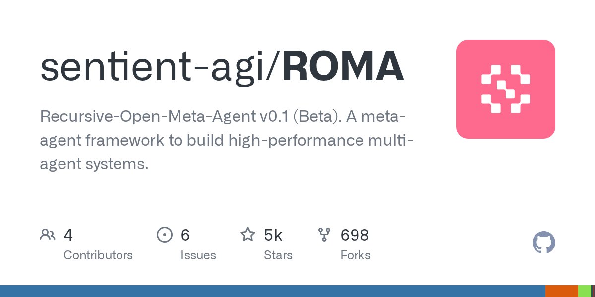 CriptoForceX's tweet card. Recursive-Open-Meta-Agent v0.1 (Beta). A meta-agent framework to build high-performance multi-agent systems. - sentient-agi/ROMA