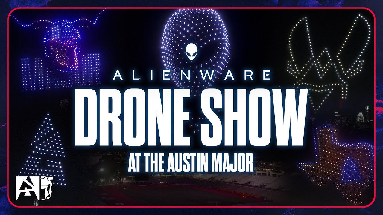 davidchen10's tweet card. BLAST tv Austin Major Alienware Drone Show