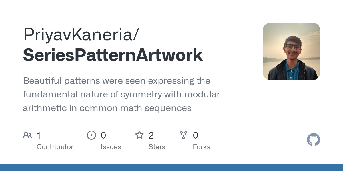_diginova's tweet card. Beautiful patterns were seen expressing the fundamental nature of symmetry with modular arithmetic in common math sequences - PriyavKaneria/SeriesPatternArtwork