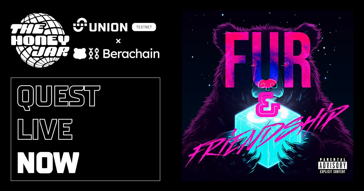 union_build's tweet card. With the integration of Berachain and Stride into the Union Testnet App, new activities are revealed. Let the quest for Fur and Friendship commence.