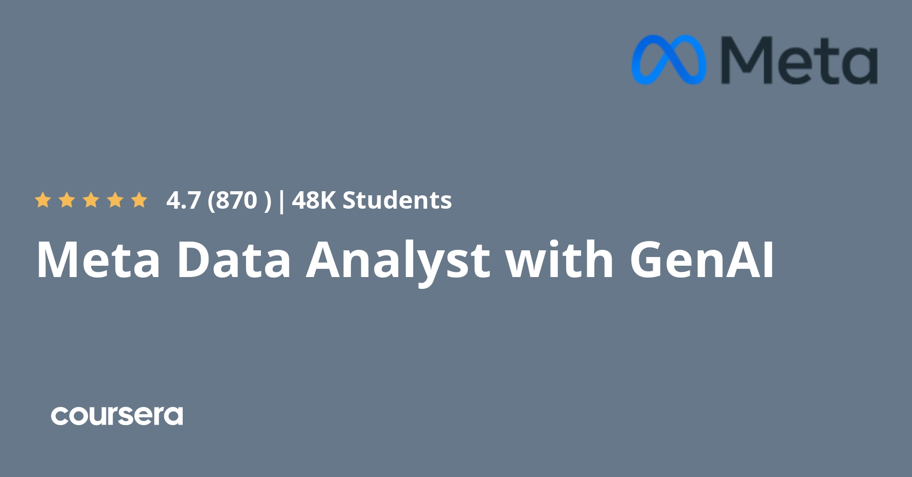 ds_fafa_'s tweet card. Offered by Meta. Launch your career in data analytics. ... Enroll for free.