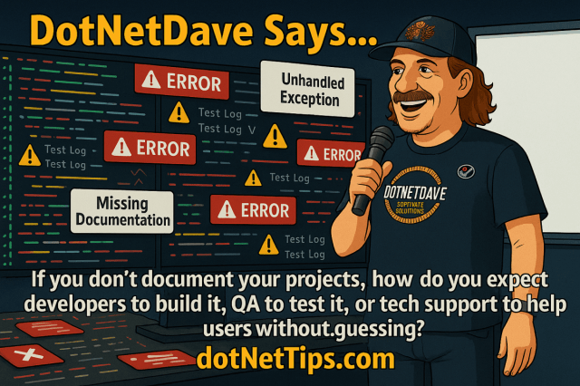 realDotNetDave's tweet card. Proper documentation is essential in software development, regardless of methodology, to ensure effective collaboration among developers, QA, and tech support. Skipping documentation increases cost…