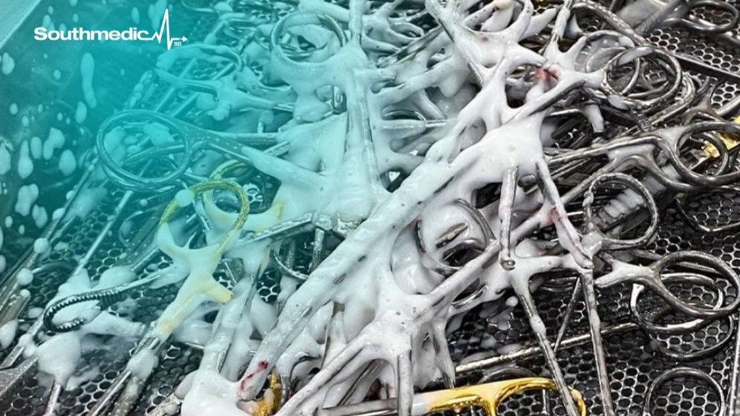 SouthMedic_Inc's tweet card. The “Invisible Bioburden” You Don’t See When instruments leave the field, they don’t leave bioburden behind. Blood and tissue begin drying the moment they hit air.