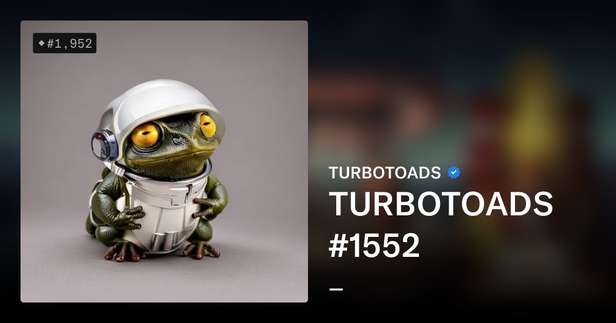 turbotoadbot's tweet card. The Original NFT of $TURBO. Regarded by early participants as the OG collection, TurboToads was a free mint developed with a community-first ethos and a decentralized vision. Today, TurboToads...