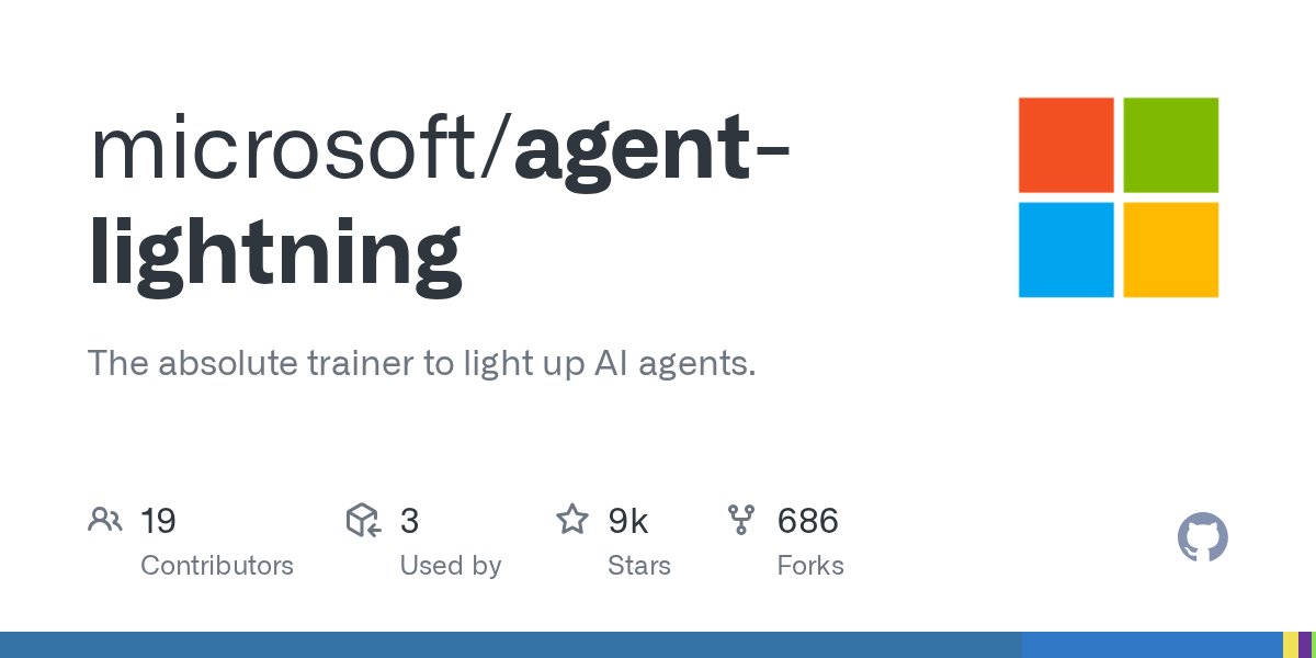 theagentangle's tweet card. The absolute trainer to light up AI agents. Contribute to microsoft/agent-lightning development by creating an account on GitHub.
