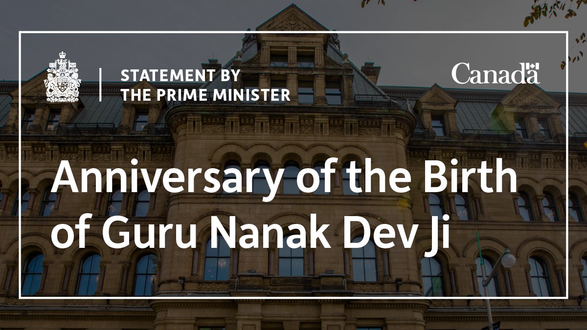 JustinTrudeau's tweet card. “Today, Sikhs in Canada and around the world will celebrate the anniversary of the birth of Guru Nanak Dev Ji, the founder of Sikhism and a revered spiritual leader.