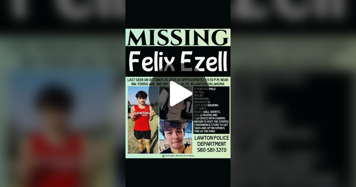 Justice4ChanceE's tweet card. 123 likes, 61 comments. “MISSING Felix Ezell Last seen on October 20, 2025 in Lawton, Oklahoma”