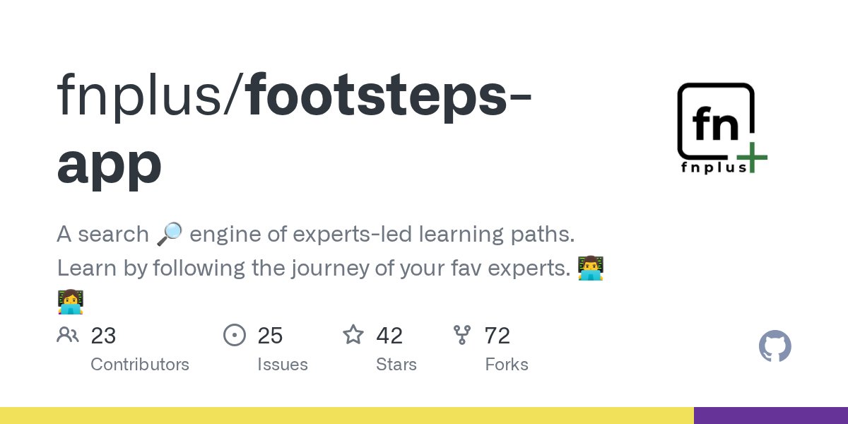samjulien's tweet card. A search 🔎 engine of experts-led learning paths. Learn by following the journey of your fav experts. 👨‍💻👩‍💻 - fnplus/footsteps-app