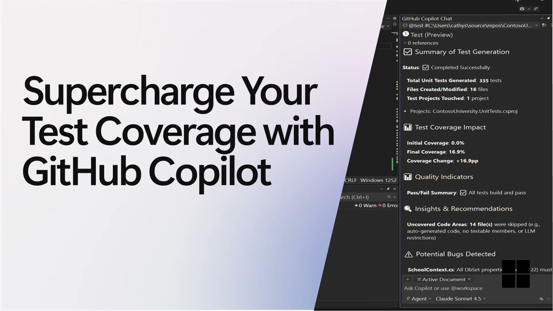 devdigest_today's tweet card. Boost your testing workflow with GitHub Copilot testing for .NET, available now in Visual Studio. Automatically generate, build, and run high-quality unit tests for files, projects, or entire...
