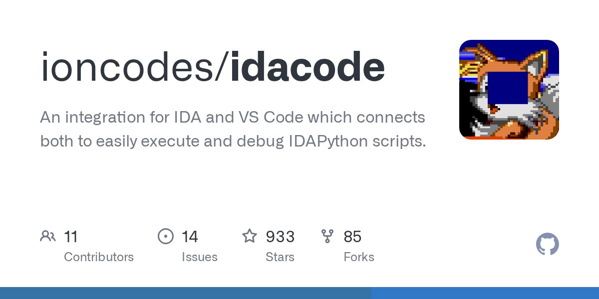 layle_ctf's tweet card. An integration for IDA and VS Code which connects both to easily execute and debug IDAPython scripts. - ioncodes/idacode