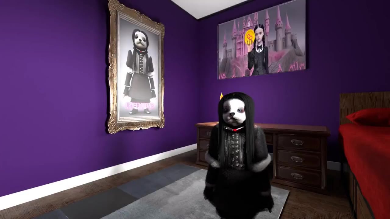 virtualfunart's tweet card. Wednesday Seal Toy in Bedroom Animation Horror