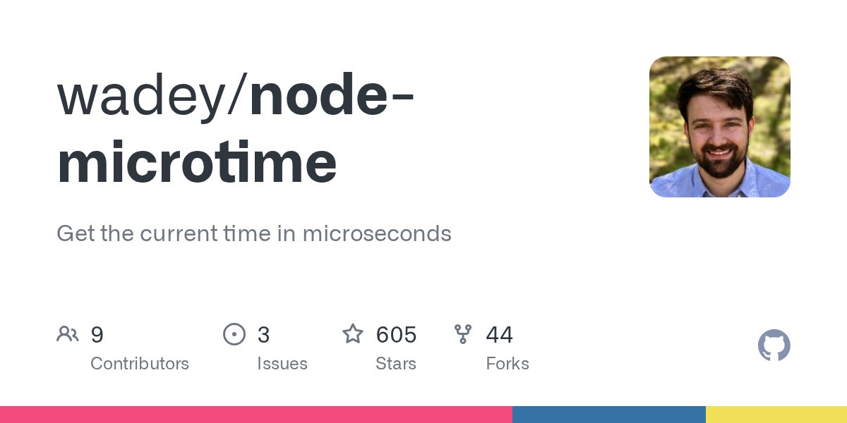 benchmarkjs's tweet card. Get the current time in microseconds. Contribute to wadey/node-microtime development by creating an account on GitHub.