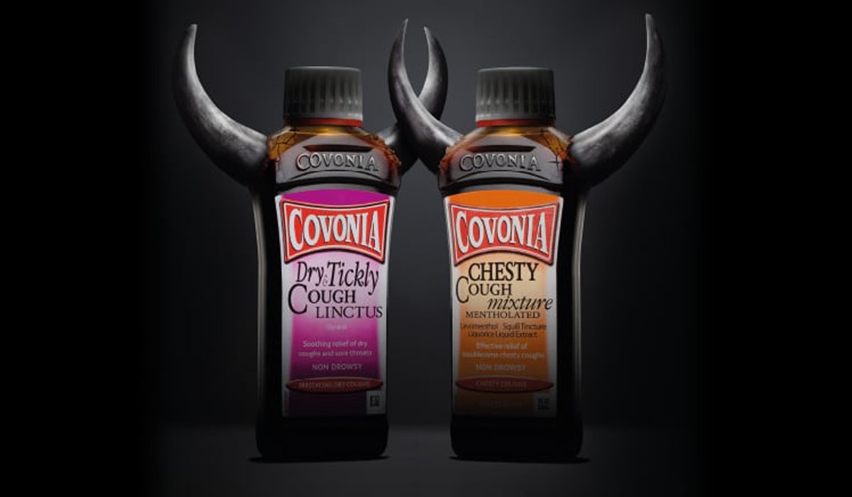 ArtOfDesign's tweet card. Coughs and sneezes spread a marketing message for Covonia in a category-first campaign.