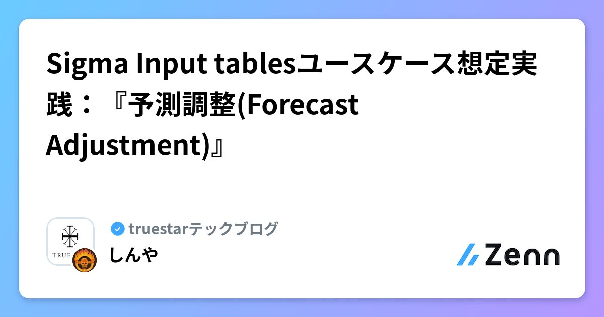 shinyaa31's tweet card. Sigma Input tablesユースケース想定実践：『予測調整(Forecast Adjustment)』