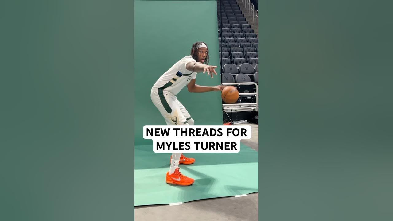 nteAttack_time's tweet card. First look at Myles Turner in a Bucks uniform