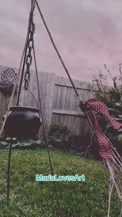 MariaLovesArt1's tweet card. Halloween Tripod And A Witch Broom Made Using Sunflower Stems...