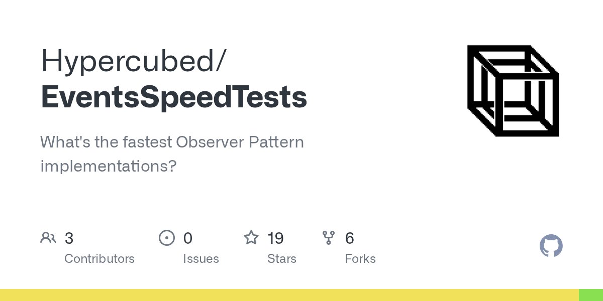 hypercubed's tweet card. What's the fastest Observer Pattern implementations? - Hypercubed/EventsSpeedTests