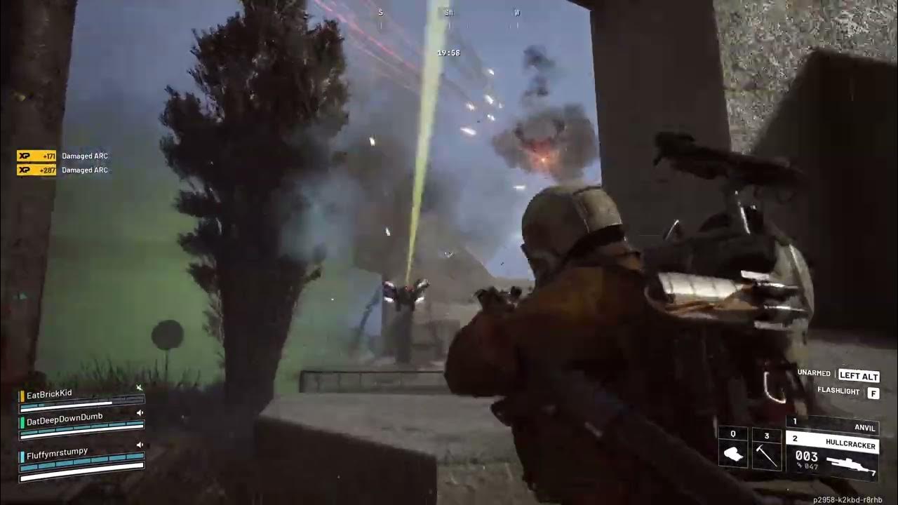 FluffyMrStumpy's tweet card. Arc Raiders Matriarch! First time! One Squad vs Matriarch!