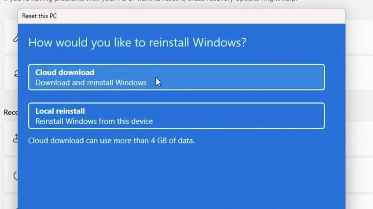 Pur3Tech's tweet card. The point-in-time restore feature will bring a Windows PC back to a previous state, while cloud rebuild will reinstall Windows from the cloud.