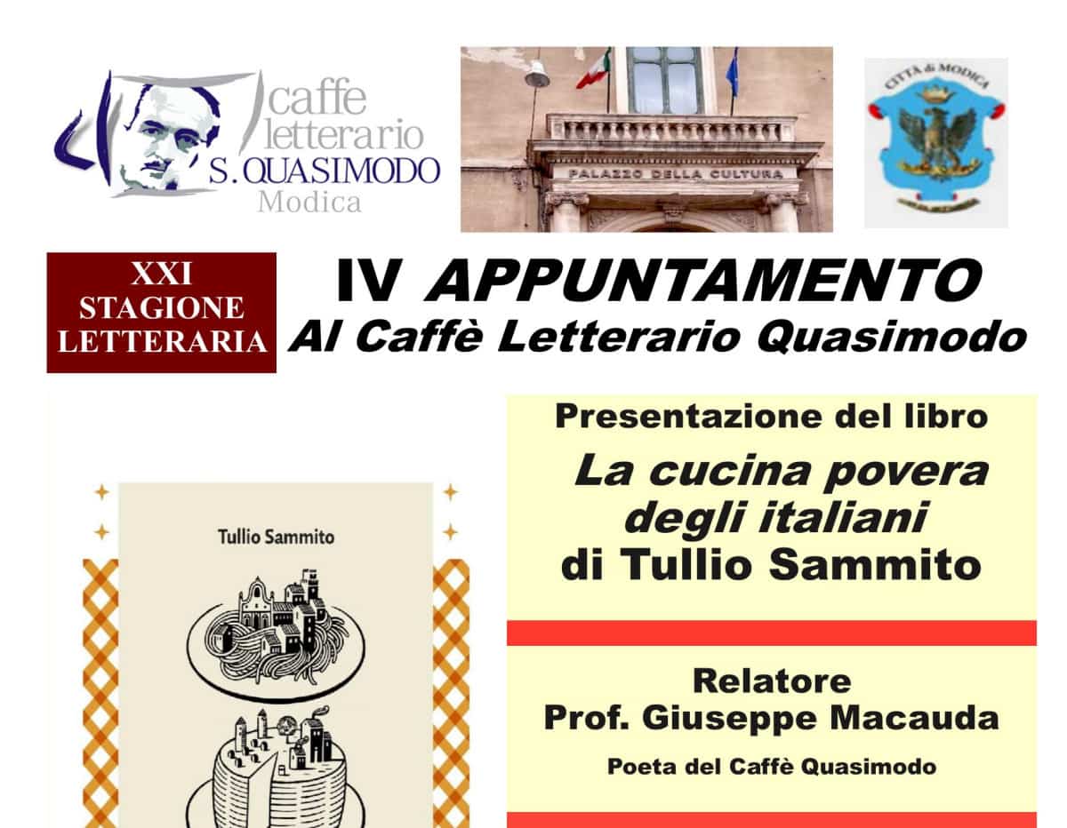 quotidianodirg's tweet card. Modica. Al “Quasimodo” incontro con lo scrittore ragusano Tullio Sammito. Il 15 novembre 2025 al Palazzo della Cultura, alle ore 17.30