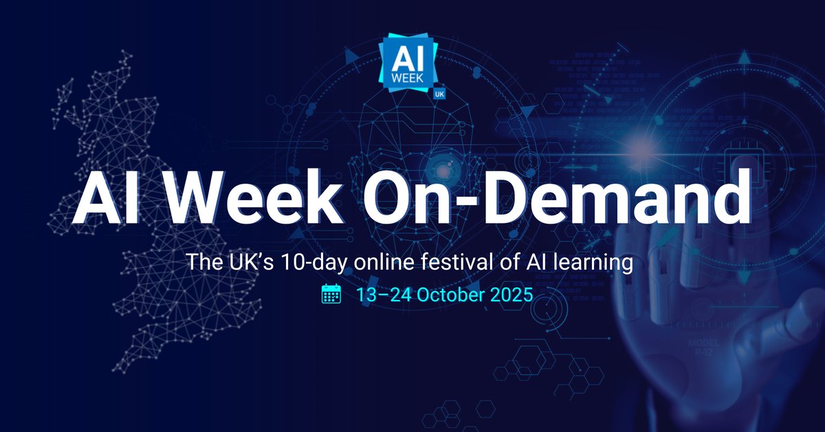 EmmaMichaelSMM's tweet card. AI Week On-Demand: The UK's nation wide week of learning and sharing best practice in AI.