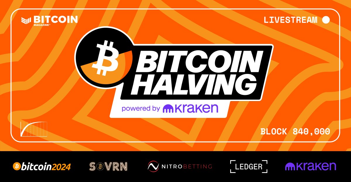 Bit_Halving's tweet card. Bitcoin Magazine and Kraken, as well as other key sponsors, present the 2024 Bitcoin Halving Livestream with the top 21 moments of the last epoch. Ring in the new cycle with this can't miss celebra...