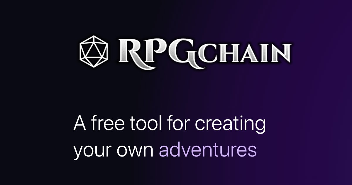 QuestboardRPG's tweet card. Create captivating text-based choose-your-own-path games with RPGChain. Craft branching narratives, integrate dice rolls for randomness, and add dynamic checks for player choices.
