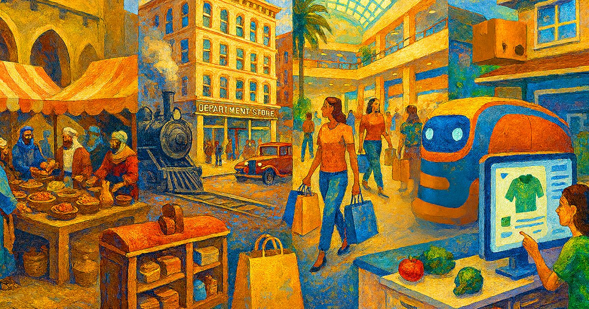 Konstantine's tweet card. The next major technology shift set to transform retail is artificial intelligence. This means big opportunities for startups with new ideas.