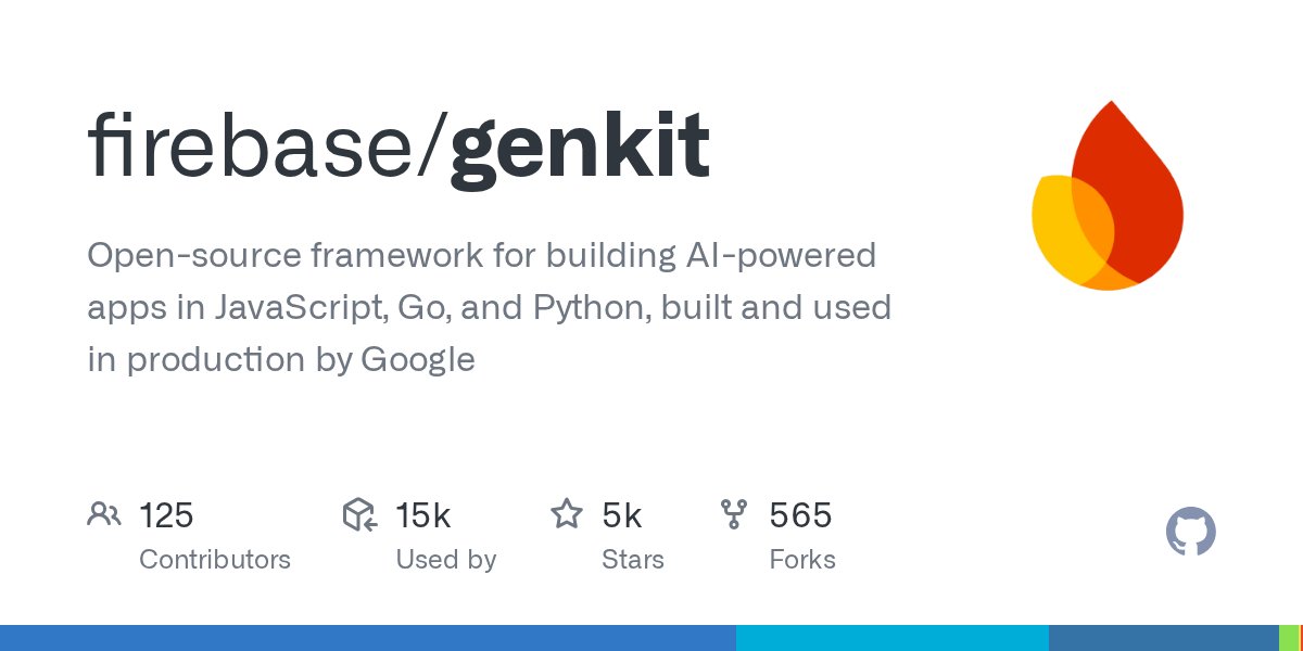 GenkitFramework's tweet card. What's Changed fix(go): Debug logs change from fmt.Sprintf("%#v",d) to serialized JSON in []byte by @peterkarabinovic in #3717 fix(go/samples): run go mod tidy by @zchee in #3738 fe...