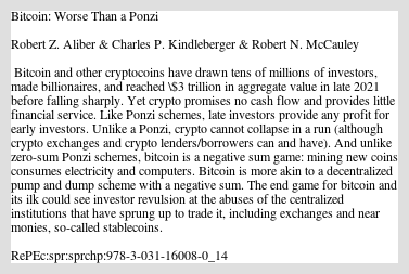 AmeriSpiracy's tweet card. Bitcoin and other cryptocoins have drawn tens of millions of investors, made billionaires, and reached $3 trillion in aggregate value in late 2021 before falling sharply. Yet crypto promises no cash