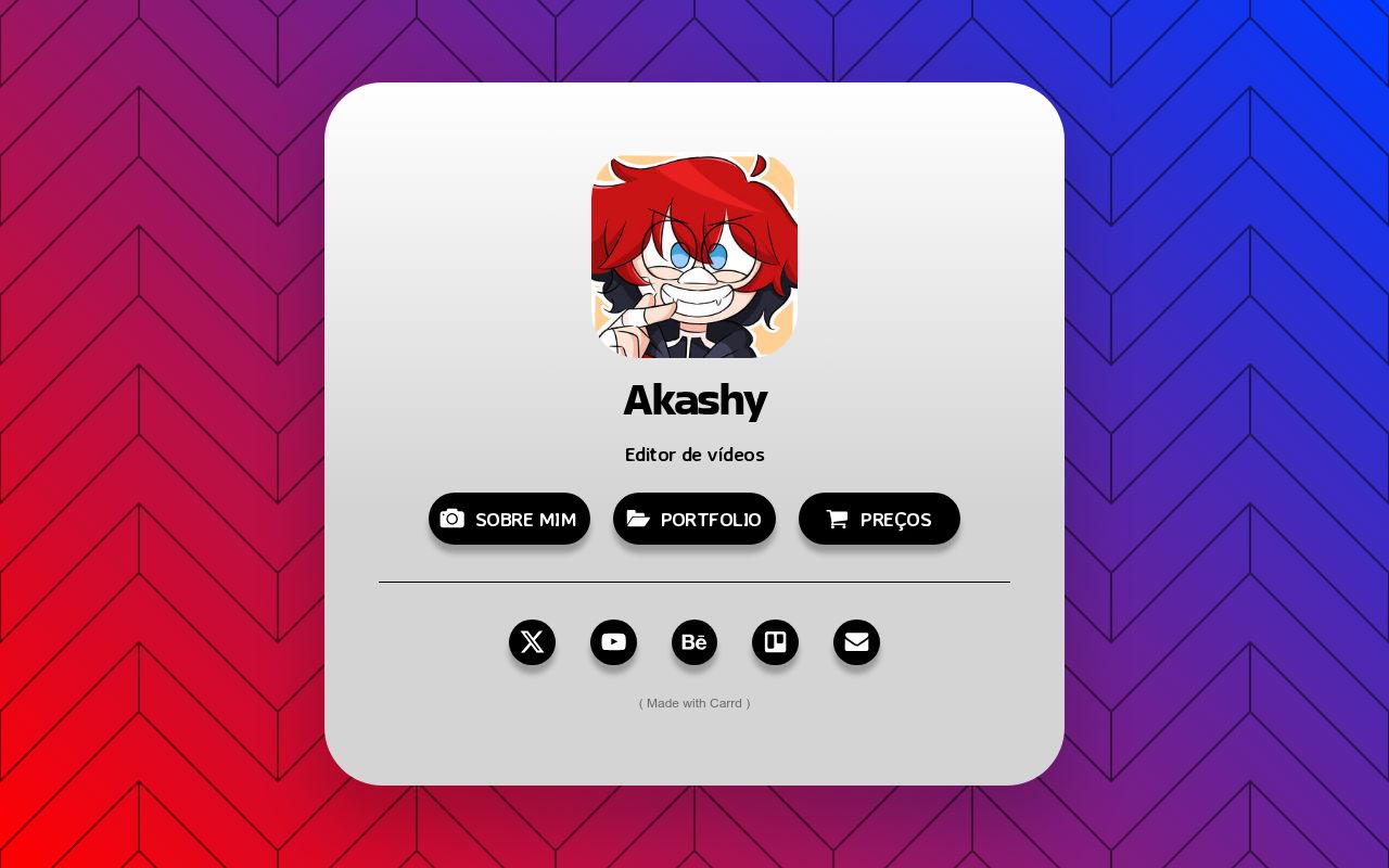 Akashyii's tweet card. Comisões do akashy