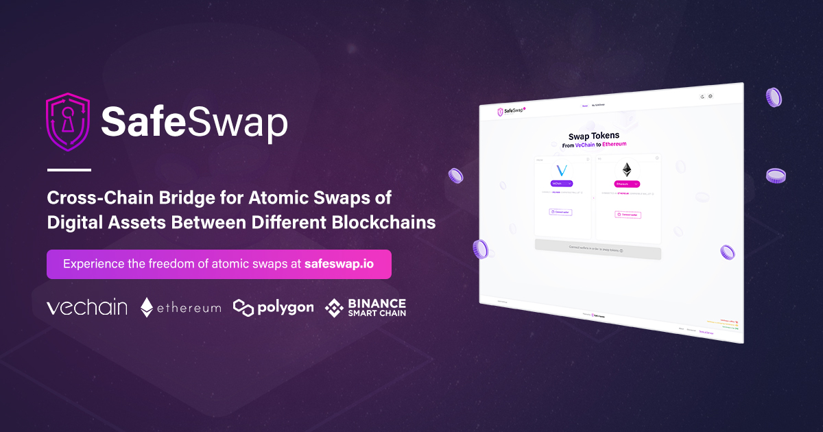 SafeHavenio's tweet card. SafeSwap lets you seamlessly swap digital assets from one blockchain to another. Experience the freedom of cross-chain atomic swaps.