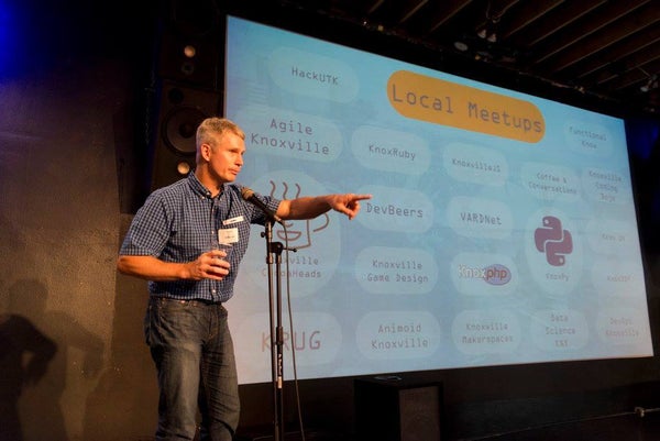 knoxdevs's tweet card. Very informal meeting to catch up and discuss current events. Everyone is welcome! On 9/12/24. we are testing out a new venue - **Kern's Food Hall** near downtown Knoxvill