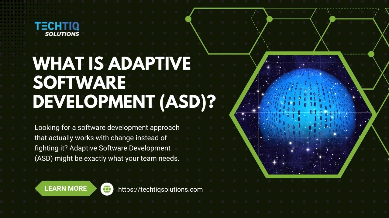 TechTIQ_'s tweet card. Discover how Adaptive Software Development (ASD) can transform your projects with its speculate-collaborate-learn approach. Ideal for complex, evolving requirements.
